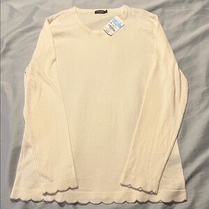 NWT J. McLaughlin Henri Ivory Knit Cashmere Blend Sweater size Medium
